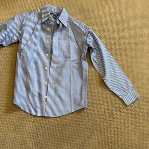 Brooks Brothers Kids Blue and White Striped Button Down Shirt